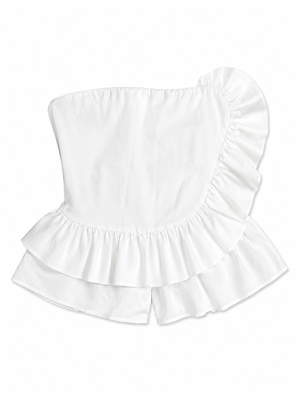NWT Express White Strapless Ruffle Peplum Top